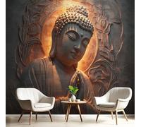 DACRWEKZ Papier Peints Panoramique Art oriental, Modèle de statue de Bouddha Pour Salon Chambre D'Enfant Décoration Murale, Paysage Naturel Moderne Murales (250 x 175 cm)
