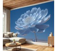 DACRWEKZ Papier Peints Panoramique Fleur bleue géante, Poster Geant Mural Personnalisé 3D, Thème Fleurs 3D Pour Salon Chambre D'Enfant Décoration Murale, Bleu Murales 450x315cm