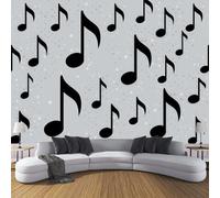 DACRWEKZ Papier Peints Panoramique Musique simple, Motif de notes de musique Pour Salon Chambre D'Enfant Décoration Murale, Paysage Naturel Moderne Murales (450 x 315 cm)