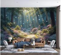 DACRWEKZ Papillons Du Sentier Forestier Papier Peint Panoramique Art Fantastique Papier Peint Soie Raccord Poster Geant Mural 250x175cm pour Salon Chambre d'enfants restaurant Décoration Murale