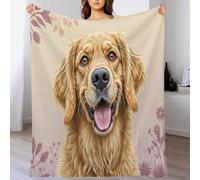 DACRWEKZ Plaid Couverture Polaire Flanelle en Microfibre, ThèMe de La Golden Retriever Couverture lit Jeté de Canapé, Jaune Animaux Mignons Plaid Fourrure Chaud et Doux en Peluche 130 x 150cm