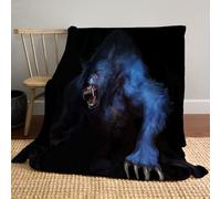 DACRWEKZ Plaid Halloween 150 x 200cm,Dark Fantasy Horrible Loup-Garou de Mort Flanelle Couverture Moelleuse Couverture Douillette pour canapé