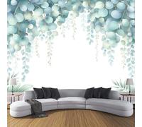 DACRWEKZ Plantes à l'aquarelle Papier Peint Panoramique feuilles d'eucalyptus Mur 250 x 175 cm Moderne Papier Peint Soie pour Chambre Salon Bureau Personnalisé Décoration Murale