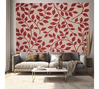 DACRWEKZ Tapisserie Murale Lignes de production Tenture Murale Couverture Murales Feuilles de vigne rouge Tapisseries Decoration pour Maison Salon Chambre Dortoir, Rouge foncé