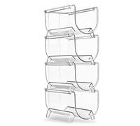 Dacvgog 4 PièCes SéRies RéFrigéRateur Porte-Vin, Organisateur de Bouteille d' en Plastique Empilable Transparent pour Organisateur de Bouteille d' pour RéFrigéRateur