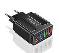 Dacvgog 45W 4 USB Chargeur Rapide USB 3.0 Chargeur de Téléphone Mobile Chargeur de Voyage Rapide Adaptateur Standard Tête de Charge de Téléphone-Prise UE