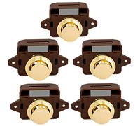 Dacvgog 5 Pièces de Serrure de Bouton de Porte Sans Bouton-poussoir pour RV Caravane Cabinet de camping-car Armoire/penderie, Marron Doré