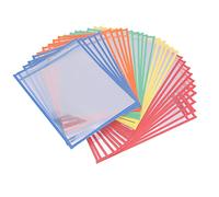 Dacvgog Lot de 30 poches multicolores effaçables à sec, surdimensionnées de 10 x 13 poches, parfaites pour l'organisation de la salle de classe, poches réutilisables effaçables à sec, fournitures pédagogiques, lot de 30