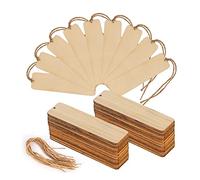 Dacvgog Lot de 50 marque-pages vides en bois marque-pages en bois non étiquette suspendue trous et cordes projets de bricolage