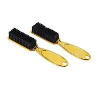 Dacvgog Pinceau Fondu Peigne Ciseaux Brosse de Nettoyage Barber Shop Peau Fade Vintage TêTe Sculpture Brosse de Nettoyage Or 2 PièCes SéRies