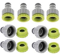 Daczly Lot de 8 adaptateurs de robinet et connecteurs de robinet 1/2" 3/4" 2 en 1 - Raccord de robinet de jardin pour arrosage de jardin