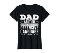 Dad Caution Flying Tools and Offensive Language Prokely T-Shirt Graphique avec Valeur, Femme, Noir, M