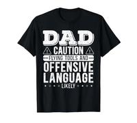 Dad Caution Flying Tools and Offensive Language Prokely T-Shirt Graphique avec Valeur, Homme, Noir, XL
