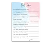 DAD JOKES Jeu de fête de révélation du sexe, jeux de questions pour fête prénatale - Lot de 25 - Jeu de blague amusant pour papa, rose ou bleu, trivia amusant, fille ou garçon, saupoudrer, douche de