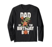 Dad of The Birthday Boy T-Rex Dino Basketball Anniversaire Manche Longue