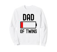 Dad of Twins Funny Fathers Day Low 1% Charged Battery Tired Sweatshirt