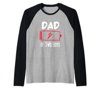 Dad of Two Boys Battery Low Funny Father's Day Dad Life Manche Raglan