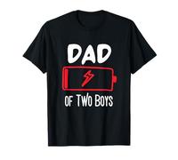 Dad of Two Boys Battery Low Funny Father's Day Dad Life T-Shirt