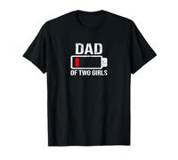 Dad Of Two Girls batterie déchargée fête des pères Hommes T-Shirt
