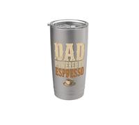 Dad Powered By Espresso Funny Coffee Lover Fathers Day Gobelet isotherme en acier inoxydable double paroi