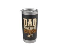 Dad Powered By Espresso Funny Coffee Lover Fathers Day Gobelet isotherme en acier inoxydable double paroi
