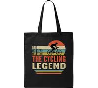 Dad The Man The Myth The Cycling Legend Sac fourre-tout en coton écologique pour vélo Noir Taille unique, noir, One Size