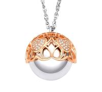 Dada Gioielli - Bola Grossesse - Cadeau Femme Enceinte et Nouvelle Maman - Collier Pendentif Cloche Appel des Anges avec Coeur Brillant, 110cm, Or Rose, Bronze plaqué Or Rose