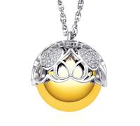 Dada Gioielli - Bola Grossesse - Cadeau Femme Enceinte et Nouvelle Maman - Collier Pendentif Cloche Appel des Anges avec Coeur Brillant, 110cm, Argent, Bronze plaqué Argent