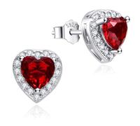 Dada Gioielli - Boucles d'Oreilles Argent 925 avec solitaire en forme de Coeur et Zircons étincelants sur lunette - Présentées dans un Coffret Cadeau pour Femmes avec Carte d'Authenticité,