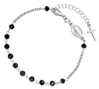 Dada Gioielli - Bracelet chapelet en argent 925 avec médaille Madonna Miraculeuse et croix et médaille de la Vierge Marie - Col rond pour homme et femme taille réglable, Unica, Argent sterling