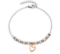 Dada Gioielli - Bracelet femme pendentif rose trèfle étoile coeur chaîne diamant 17,5 + 3 cm idée cadeau pour elle, Unica, Acier inoxydable, Pas de gemme