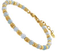 Dada Gioielli - Bracelet Femme Pierre Naturelle Véritable, Améthyste (Spiritualité) - Agate (Protection) - Amazonite (Optimisme) - Sodalite (Communication), Acier Inoxydable, Bleu Amazonite et Or