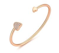 Dada Gioielli - Bracelet femme rigide trèfle étoile coeur avec zircons brillants idée cadeau pour elle, Unica, Acier inoxydable (Cœur Or rose)