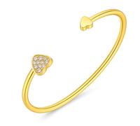 Dada Gioielli - Bracelet femme rigide trèfle étoile coeur avec zircons brillants idée cadeau pour elle, Unica, Acier inoxydable (Cœur Or)