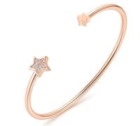 Dada Gioielli - Bracelet femme rigide trèfle étoile coeur avec zircons brillants idée cadeau pour elle, Unica, Acier inoxydable (Étoile Or rose)