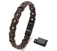 Dada Gioielli - Bracelet Homme Acier et Cuir Véritable Moderne et Élégant; Idée Cadeau Anniversaire pour Lui, noir et marron