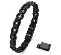 Dada Gioielli - Bracelet Homme Acier et Cuir Véritable Moderne et Élégant; Idée Cadeau Anniversaire pour Lui, Noir