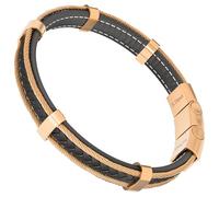 Dada Gioielli - Bracelet Homme Cuir et Acier Inoxydable ; Design Sportif Pneu Auto Moto ; Fermeture Magnétique Ajustable, Or Rose