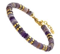 Dada Gioielli - Bracelet homme en pierres naturelles dures, choisissez la pierre qui vous représente - Idée cadeau d'anniversaire pour lui, acier et hématite - Ajustable 19-22cm, violet-améthyste