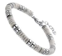 Dada Gioielli - Bracelet homme en pierres naturelles dures, choisissez la pierre qui vous représente - Idée cadeau d'anniversaire pour lui, acier et hématite - Ajustable 19-22cm, blanc-aulite
