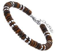 Dada Gioielli - Bracelet homme en pierres naturelles dures, choisissez la pierre qui vous représente - Idée cadeau d'anniversaire pour lui, acier et hématite - Ajustable 19-22cm, ?il de tigre