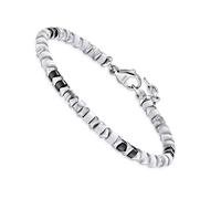 Dada Gioielli - Bracelet Homme Femme avec Pierres Naturelles Multicolores et Acier Inoxydable, Design Moderne Élégant, Réglable, Idée Cadeau