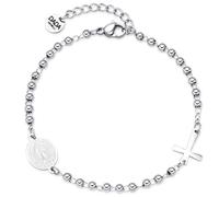 Dada Gioielli - Bracelet religieuse unisexe en acier inoxydable réglable - Bijou élégant avec croix et médaille Madonna Miraculeuse - Accessoire spirituel, idée cadeau sacré (1 pièce)