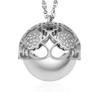 Dada Gioielli - Collier Bola Grossesse - Cadeau Femme Enceinte Future Maman, Protection de Naissance Bebe - Pendentif Cloche avec Trèfle Plaqué Or 18ct ou Rosé ou Argent, 80+10cm,