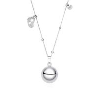 Dada Gioielli - Collier d'appel d'Ange de Grossesse 2025 - Cadeau femme enceinte - Cloche appelant les anges et pied 2 avec c?urs mère bébé, acier inoxydable sans nickel hypoallergénique, 80+10+10cm