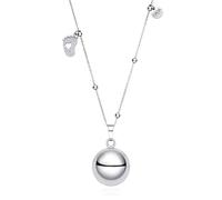 Dada Gioielli - Collier d'Appel des Anges de Grossesse pour Femme, Clochette Sonore Porte-Bonheur pour Protéger Maman et Bébé, Orné de Zircons (Petit pied avec 1 cœur,Sphère en acier inoxydable)