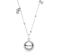 Dada Gioielli Collier Femme avec Pendentif Sphère et Charms Symboliques - Acier Inoxydable Hypoallergénique - Trèfle, Cœur, Tétine, Petit Pied 1/2 Cœurs, Arbre de Vie, Ourson