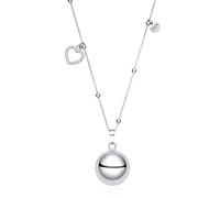 Dada Gioielli Collier Femme avec Pendentif Sphère et Charms Symboliques - Acier Inoxydable Hypoallergénique - Trèfle, Cœur, Tétine, Petit Pied 1/2 Cœurs, Arbre de Vie, Ourson