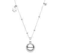 Dada Gioielli Collier Femme avec Pendentif Sphère et Charms Symboliques - Acier Inoxydable Hypoallergénique - Trèfle, Cœur, Tétine, Petit Pied 1/2 Cœurs, Arbre de Vie, Ourson