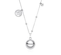 Dada Gioielli Collier Femme avec Pendentif Sphère et Charms Symboliques - Acier Inoxydable Hypoallergénique - Trèfle, Cœur, Tétine, Petit Pied 1/2 Cœurs, Arbre de Vie, Ourson